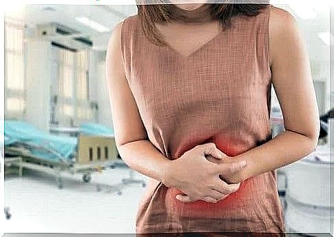 Woman with stomach pain