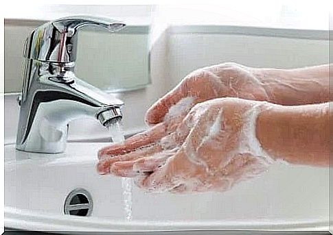 Washing hands with soap