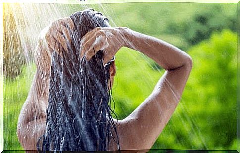 Woman washing her head