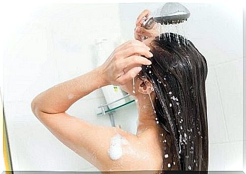 Woman taking a shower