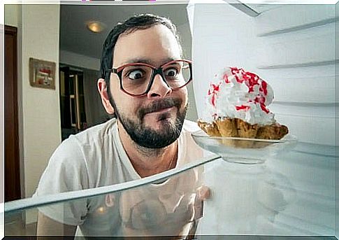 Man eating a cake